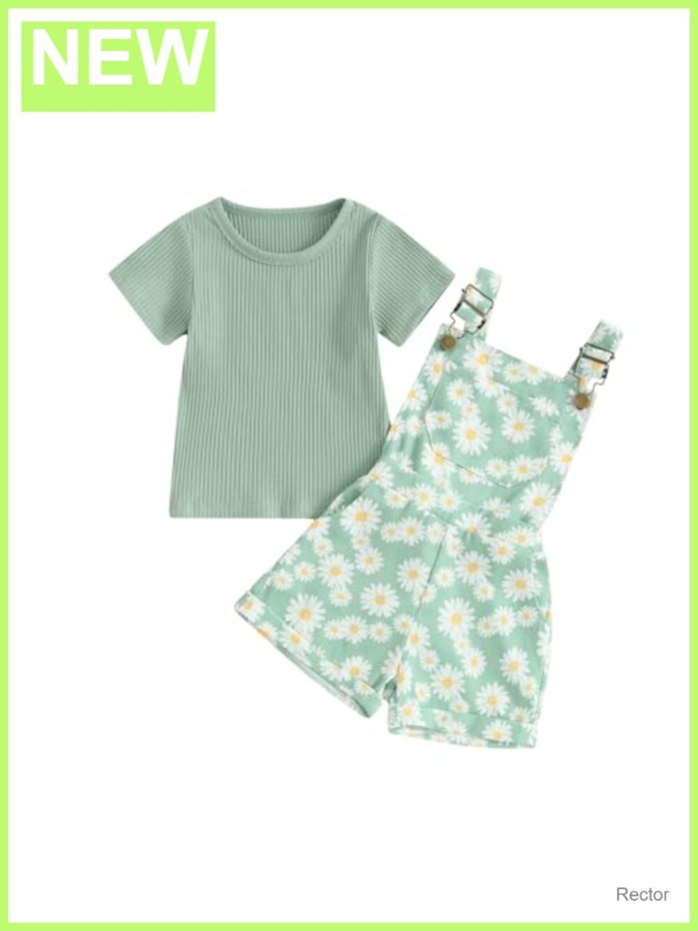 Toddler Girls Cotton T-Shirt & Suspender Shorts Set Summer Outfit